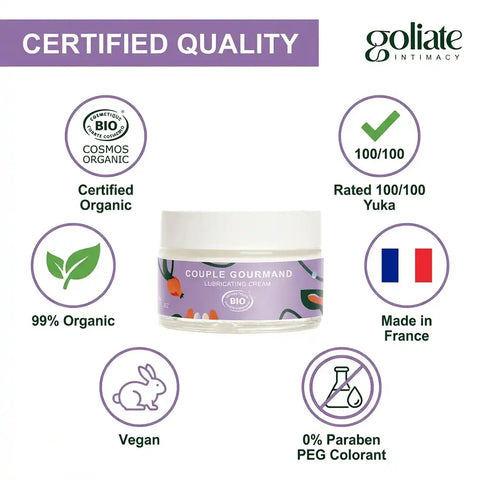 GOLIATE Organic Cream/Gel | The Gourmet Couple | Lubricate | Massage | Play | Lick | Devour for Two | 50 ml